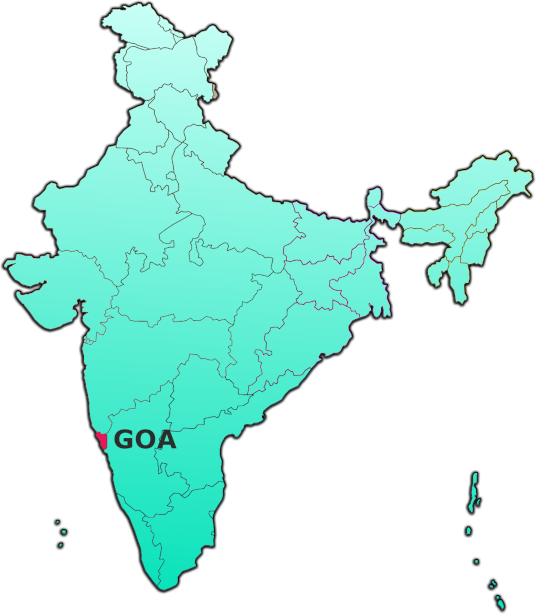 Map of India with Goa marked
